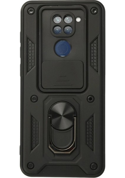 Xiaomi Redmi Note 9 Kılıf Pars Lens Yüzüklü Silikon - Siyah Ferrg