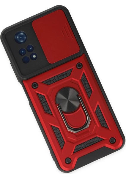 Xiaomi Poco M4 Pro 4g Kılıf Pars Lens Yüzüklü Silikon - Kırmızı Ferrg modelleri