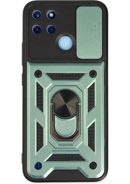 Realme C25Y Kılıf Pars Lens Yüzüklü Silikon - Yeşil Ferrg