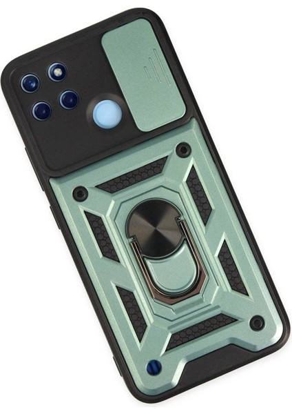 Realme C25Y Kılıf Pars Lens Yüzüklü Silikon - Yeşil Ferrg modelleri
