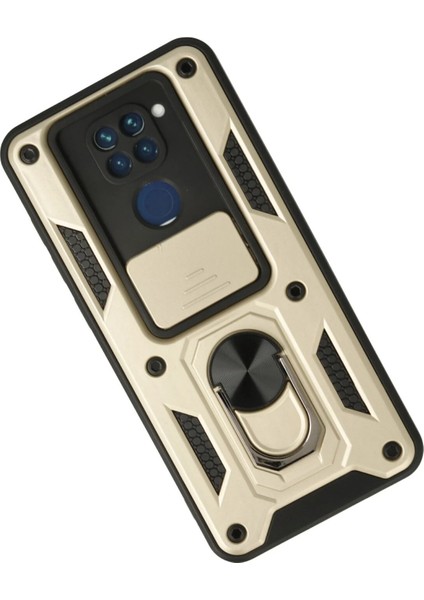 Xiaomi Redmi Note 9 Kılıf Pars Lens Yüzüklü Silikon - Gold Ferrg