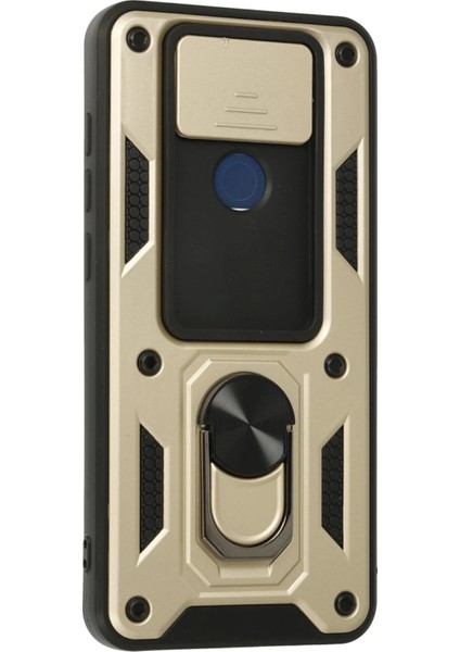 Xiaomi Redmi Note 9 Kılıf Pars Lens Yüzüklü Silikon - Gold Ferrg