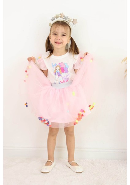 Kız Çocuk Baskılı Tüllü 2 Li Takım 2/6 Yaş