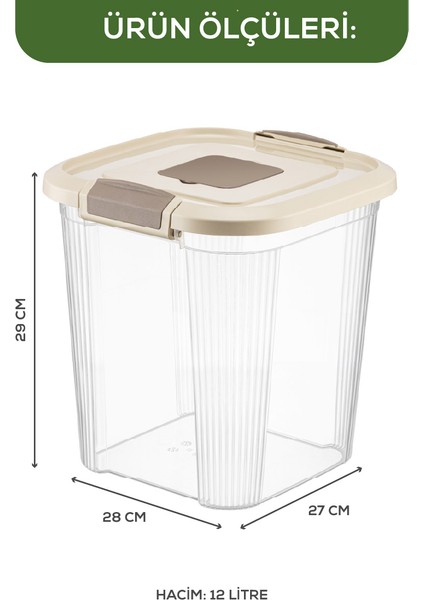 4'lü 12 Lt Kare Çok Amaçlı Pratik Un Bakliyat Saklama Kabı fırsatları
