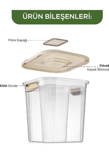 4'lü 12 Lt Kare Çok Amaçlı Pratik Un Bakliyat Saklama Kabı indirimleri