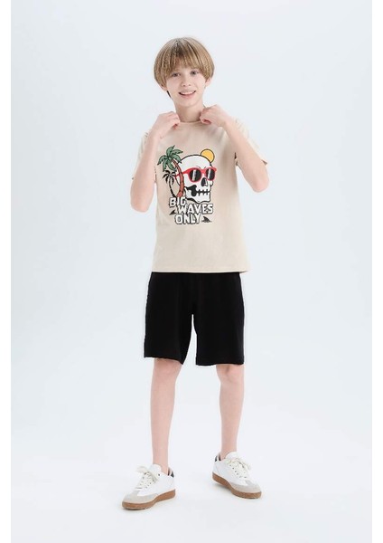 Yeni Sezon Erkek Çocuk Pijama Takımı Baskılı Kısa Kollu Üst Şort