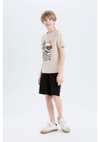 Yeni Sezon Erkek Çocuk Pijama Takımı Baskılı Kısa Kollu Üst Şort