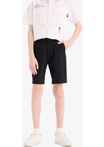 Yeni Sezon Erkek Çocuk Cepli Basic Düz Gabardin Şort