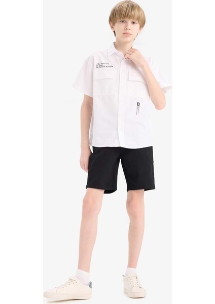 Yeni Sezon Erkek Çocuk Cepli Basic Düz Gabardin Şort