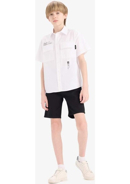Yeni Sezon Erkek Çocuk Cepli Basic Düz Gabardin Şort