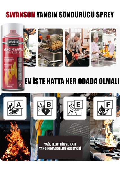 2 Adet Yangın Söndürücü - Yangın Savar Sprey 500ML + 500 ml Ev - Ofis - Oto Araç Ateş Boğucu Köpük Tabaka Oluşturur