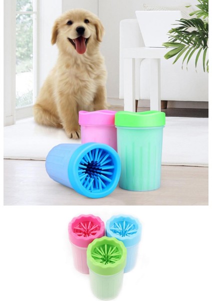 Pati Ayak Yıkama Kovası Silikon Jel Fırçalı Kedi Köpek (Büyük)