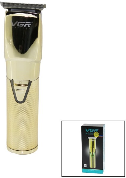 Gold Krom Kaplama Gövde Saç - Sakal Kesme Traş Makinesi USB Şarjlı V-903