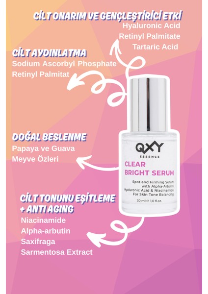 Clear Bright Serum - Cilt Tonu Eşitleyen Aydınlatan Serum - Hyaluronic Acid & Niacinamide - 30 ml