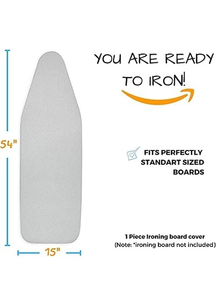 Ütü Masası Örtüsü ve Pedi Standart Boyut Silikon Kaplamalı 4 Katlı 38 x 137 cm Ekstra Ağır Hizmet Kalın Dolgu, Isı Yansıtıcı, Yapışmaz Kavurma ve Leke Dayanıklı