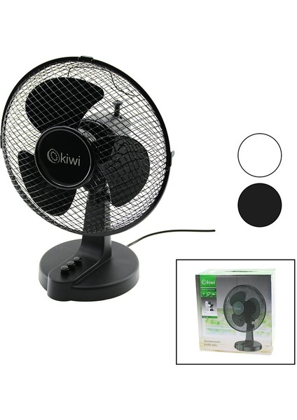KN-7609 23CM Masa Üstü Vantilatör Metal Kafes 2 Kademe Hız 3 Plastik Kanat 18W
