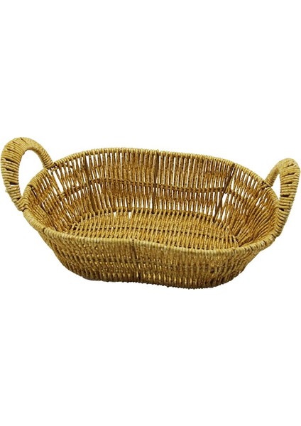 Oval Plastik Hasır Ekmek - Çok Amaçlı Sepet Kulplu - Metal Iskelet TABAN:14X21- AĞIZ:19X27CM D:7.5cm