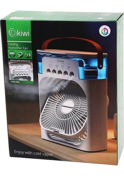 KN-7655 3in1=soğuk Buharlı Nemlendirme - USB N - Gece LAMBA60°MASA Üstüvantilatör 600ML3KDM Hız