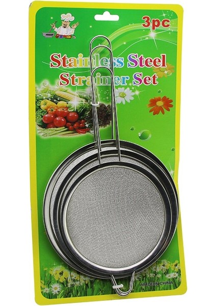 3pcs 16-18-20CM Tel Süzgeç Metal Çerçeve - Sap