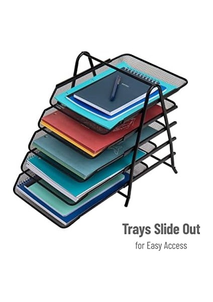 Reader 5tpaper-Blk 5 Katmanlı Kağıt Tepsisi, Dosya Depolama, Masaüstü Düzenleyici, Metal Ağ, 30 cm U x 35 cm G x 14,5 Inç Y, Siyah fiyatları