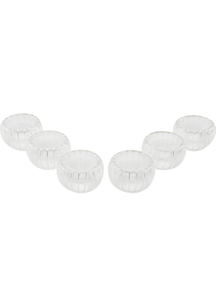 6 Pcs Çizgili Cam Çift Cidarlı Lokumluk - Sosluk 50 ml