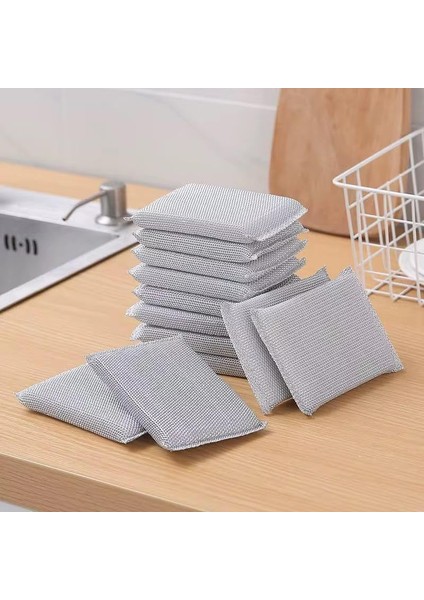 Home 2 Adet Inox Bulaşık Süngeri, Çizdirmez Telli Ovma Süngeri, Paslanmaz Çelik, Mutfakta Güçlü Temizlik Için Dayanıklı ve Etkili Sünger (2 Adet)