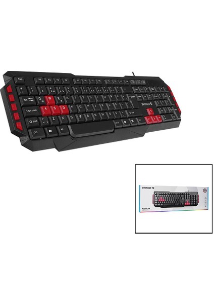 Kb-G7-Armor USB Kablolu Oyuncu Klavye Renkli Oyun Tuşları - Multimedya Tuşları 150CM