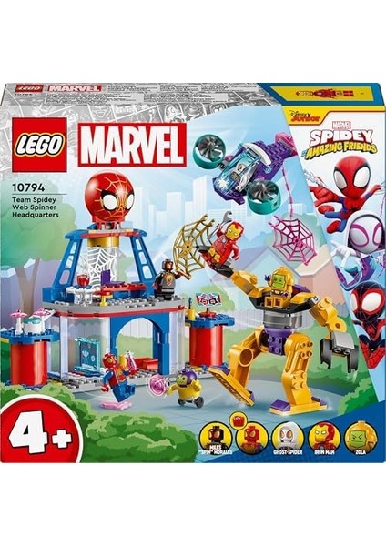 Marvel 4+ Spidey Takımı Ağ Örücü Karargahı 10794-4 Yaş ve Üzeri Çocuklar Için 5 Minifigür Içeren Yaratıcı Oyuncak Yapım Seti (193 Parça)