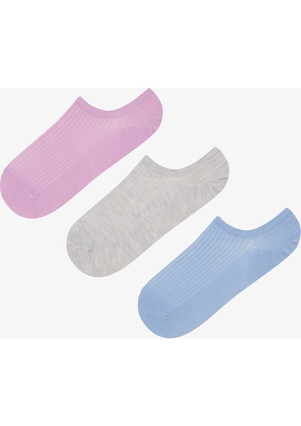 3 Çift Pamuklu Fitilli Burun Dikişsiz Sneaker Çorap