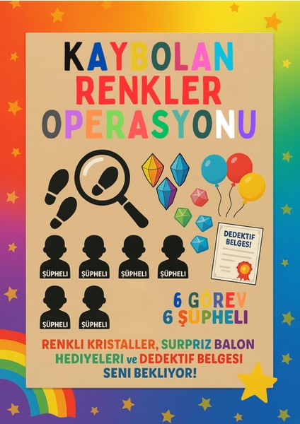Kaybolan Renkler Operasyonu, Çocuk Dedektif Kutu Oyunu,eğitici Eğlenceli Oyun