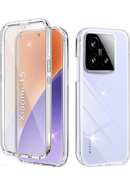 Xiaomi Mi 15 Kılıf Şeffaf 360 Ön Arka Korumalı Silikon