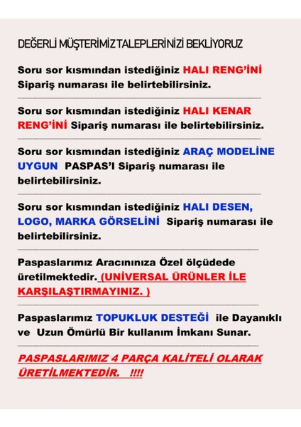 Oto Halı Paspası Nakışlı Aracınıza Özel Ölçüde fırsatları