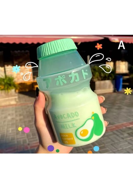 Kore Yakult 480ML Süt Detoks Içecek Su Şişesi Suluk Avokado Kawaii Suluk Matara Doğum Günü Hediye modelleri