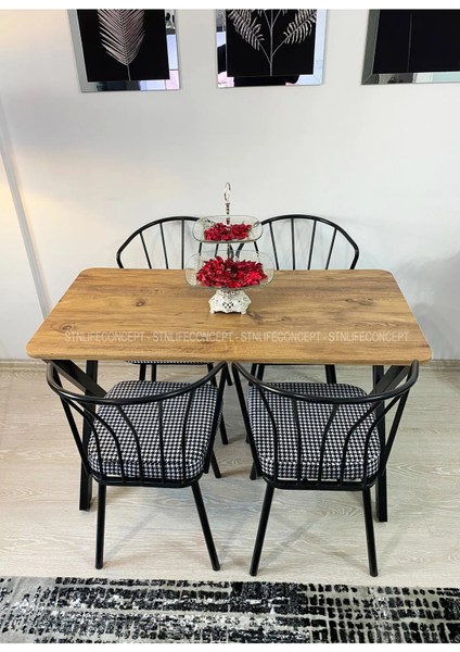 Mutfak Masa Takımı 60X120CM Yemek Masası x Metal Ayaklı Masa Seti 4 Güneş Sandalye Kumaş modelleri