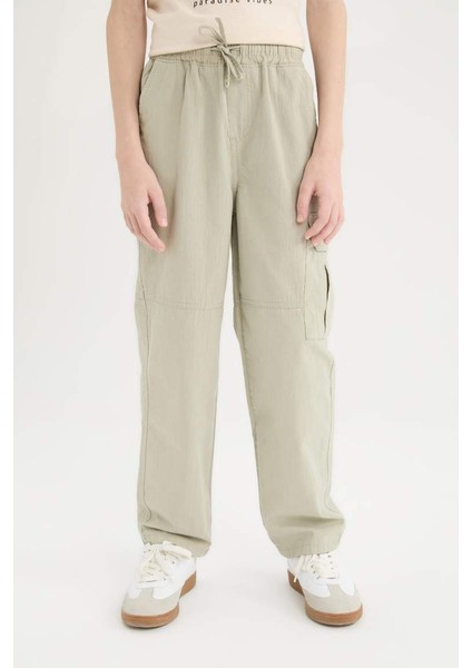 Yeni Sezon Erkek Çocuk Loose Fit Standart Paça Gofre Dokulu Pantolon