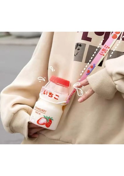 Kore Yakult 480ML Süt Detoks Içecek Su Şişesi Suluk Çilekli Kawaii Suluk Matara Doğum Günü Hediye