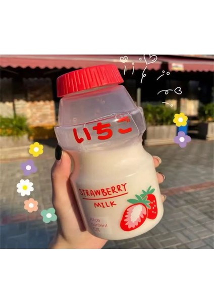 Kore Yakult 480ML Süt Detoks Içecek Su Şişesi Suluk Çilekli Kawaii Suluk Matara Doğum Günü Hediye fırsatları