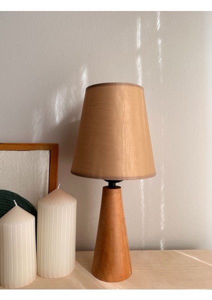 Bohem Ahşap Ayaklı Konik Abajur