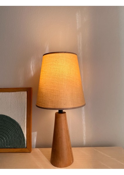 Bohem Ahşap Ayaklı Konik Abajur modelleri