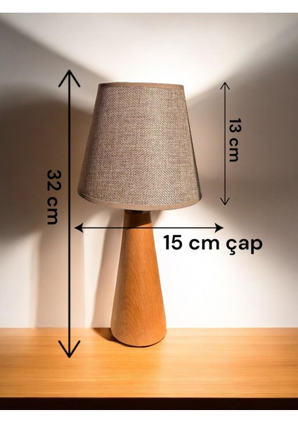 Bohem Ahşap Ayaklı Konik Abajur fiyatları