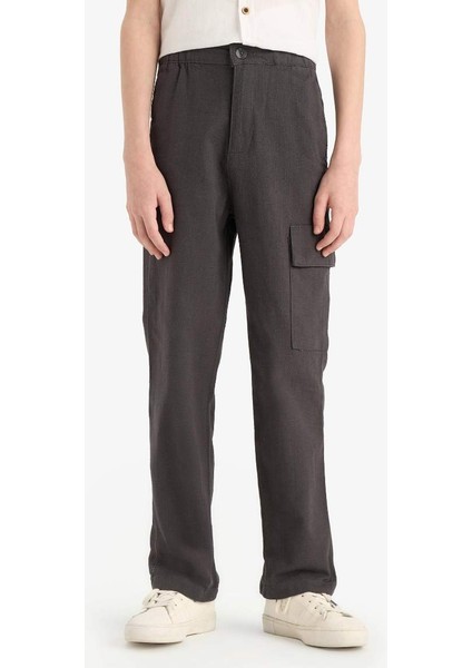 Yeni Sezon Erkek Çocuk Standart Paça Keten Karışımlı Pantolon