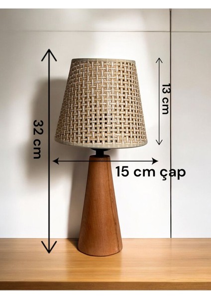 Bohem Ahşap Ayaklı Konik Abajur modelleri