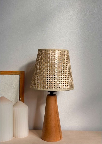 Bohem Ahşap Ayaklı Konik Abajur fırsatları