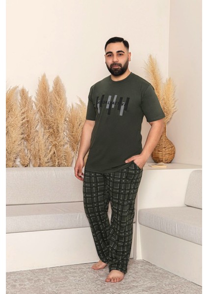 Yazlık Büyük Beden Erkek Pamuk Pijama Takımı- Kısa Kollu Erkek Pijaması
