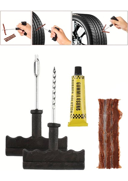 Tekerlek Lastik Tubeless Için Tamir Seti Kiti Fitil ve Solüsyon 6 Parça Acil Yardım Ekipmanı Seti