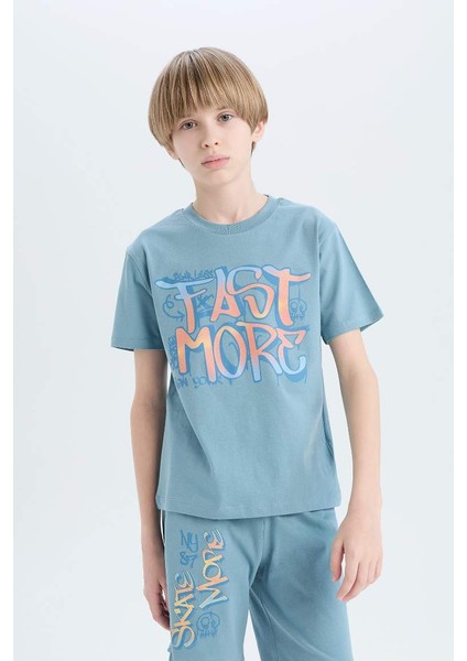 Yeni Sezon Erkek Çocuk Pijama Takımı Baskılı Kısa Kollu Üst Şort