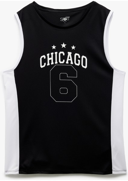 Yeni Sezon Baskılı Renk Kontrastlı Bisiklet Yaka Oversize Kolsuz Spor Basketbol Tişörtü modelleri