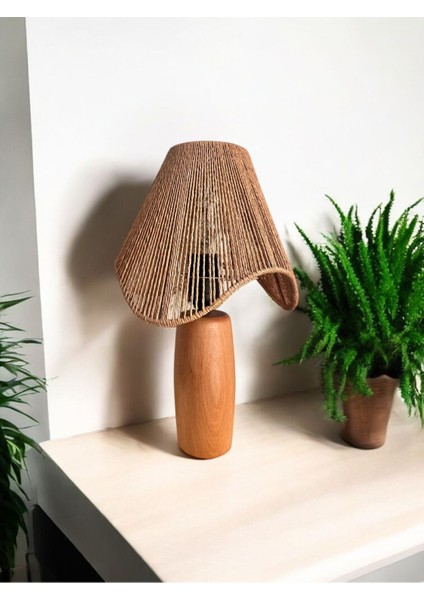 Hasır El Yapımı Bohem Asimetrik Şekilli Ahşap Ayaklı Rustik Abajur fiyatları