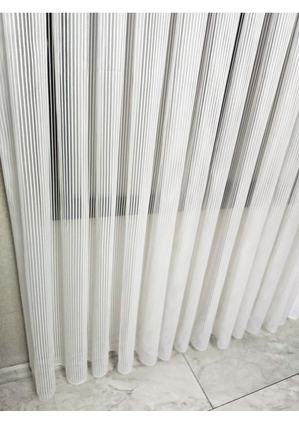 Kalın Çizgili Gümüş Simli Tül Perde Ekru 1 E 2,5 Pileli ET4010GUMUS modelleri