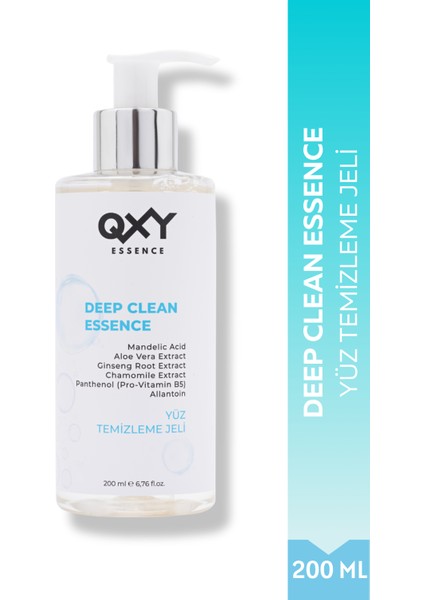 Deep Cleanse Essence - Yüz Temizleme Jeli - Mandelic Acid + Aloe Vera + Provitamin B5 + Allantoin + Papatya ve Ginseng Özü - 200 ml